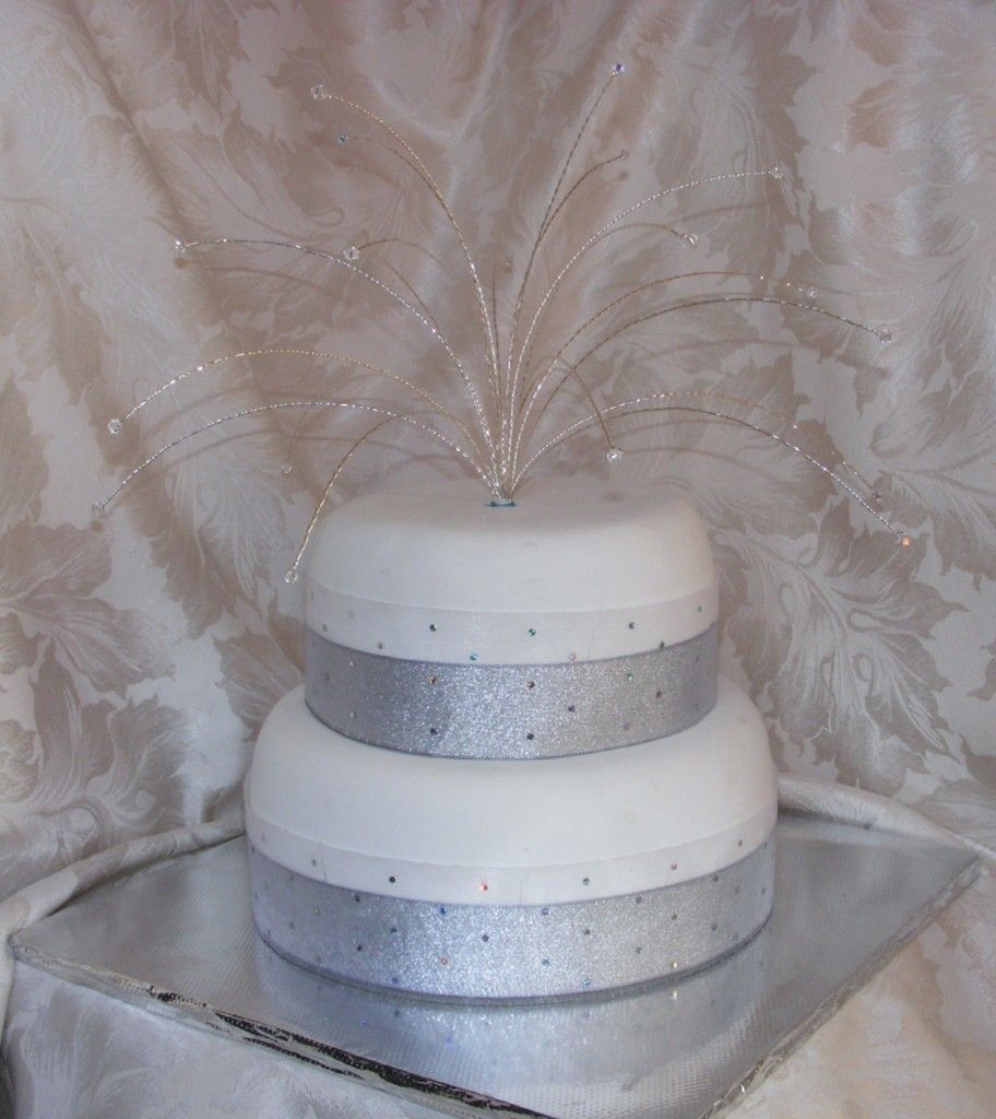 Simple Crystal Fountain Cake Topper   Wedding Anniversary Birthday
