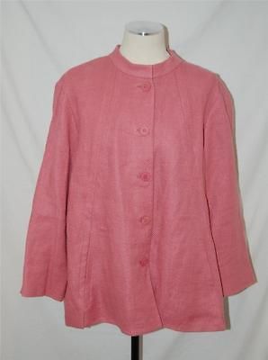 Fab EILEEN FISHER pink basket weave LINEN JACKET BLAZER PL PETITE