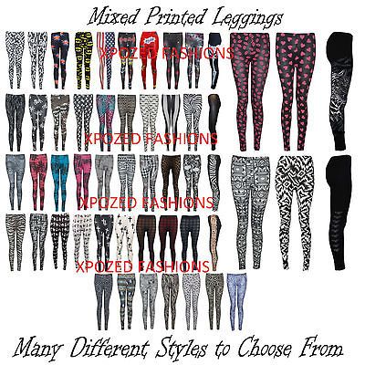 WOMENS BRAND NEW CELEBRITY SUMMER 2013 PRINTED LEGGINGS SIZES S/M M/L