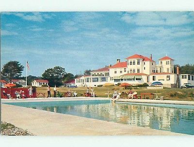 Unused 1950s POOL & OLD CARS & SHAWMUT INN MOTEL Kennebunkport Maine