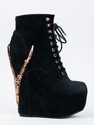 JEFFREY CAMPBELL DAMSEL Claw Black Suede Platform Women sz lita Booty