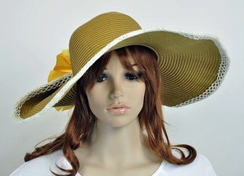 R10 Adorable Big Flower Floppy Straw Super Wide Brim Summer Beach Hat