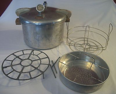 VTG 16 Qt National Pressure Cooker #7 1947 Canner w Accessories