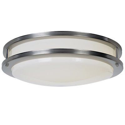 Satin Nickel Fluorescent One Light 15 Flush Mount Ceiling Fixture