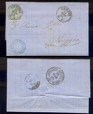 Italy 1864. Choice strike of TRAIN CANCEL on back entire letter to