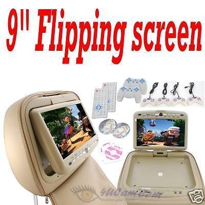 BEIGE Headrest 9 LCD Car Monitor SONY DVD Players BRAND NEW