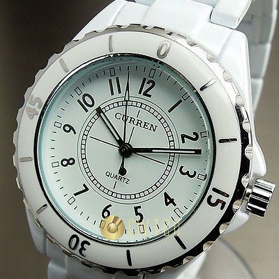 CLOCK DIAL BEST LADIES FASHION CERAMIC WHITE STEEL WRIST WATCH WT007