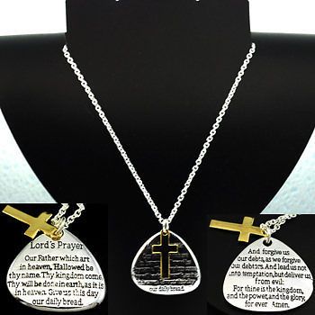 LORDS PRAYER CROSS GOD JESUS RELIGIOUS NECKLACE 283 C