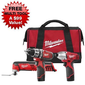 Milwaukee 2497 22P 12V Cordless M12 Lithium Ion 3 Tool Combo Kit