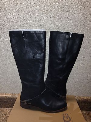 UGG CHANNING II BLACK LEATHER RIDER BOOTS US 9 / EU 40 / UK 7.5