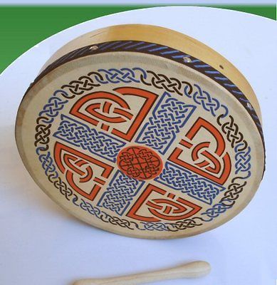 10 Pro Kussion CELTIC PATTERN BODHRAN IRISH DRUM + BEATER CHILDRENS