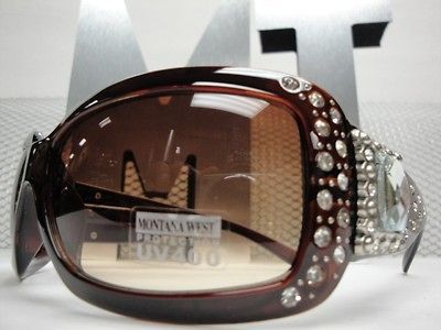 STYLISH MONTANA WEST BLING WESTERN COWGIRL SUNGLASSES Brown SHADES