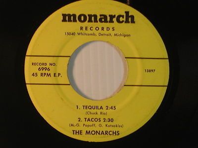 MONARCHS Detroit latin mod garage inst.45 Ep TEQUILA  VILLAGE of LOVE