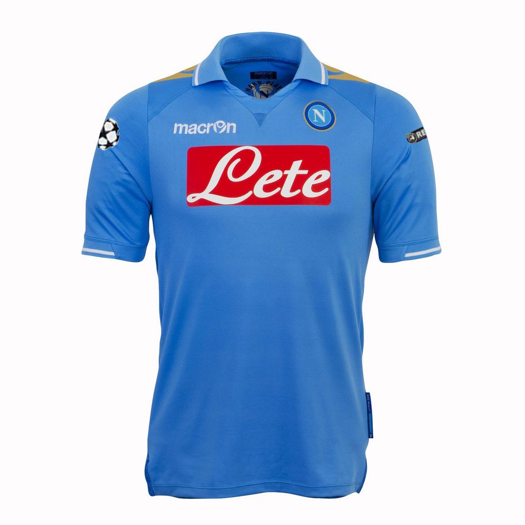 NAPOLI JERSEY CHAMPIONS LEAGUE 2012 OFFICIAL GOLD MACRON FOOTBALL