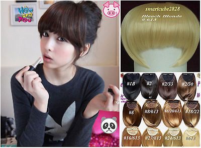 in Bangs Fringe Hair Extension~Blac k Chestnut Brown Blonde Mix 613