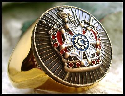 AJS ® JACQUES DEMOLAY KNIGHTS TEMPLAR RING 24k GOLD PLATED   D87