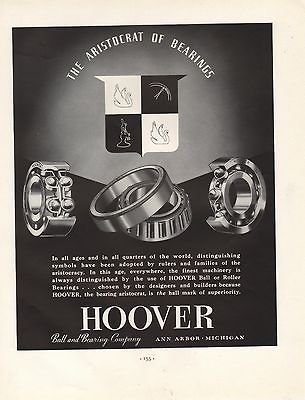 1938 VINTAGE HOOVER BALL AND BEARING COMPANY ARISTOCRAT OF BEARINGS