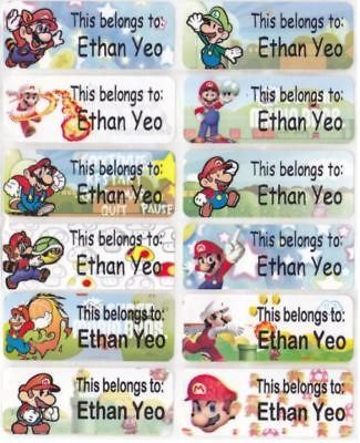 MARIO Custom Waterproof Name Labels SCHOOL, PARTY,NURSERY (Buy 5 get 1