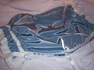 VINTAGE STYLE SATIN SISSY BLOOMERS KICKERS BLUE STUNNING