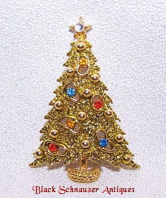 Vintage CHRISTMAS TREE Pin Brooch signed ~RON