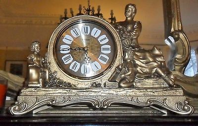 28 SONG FRENCH BAROQUE ANTIQUE GOLD MANTLE CHIMES MUSICAL CLOCK