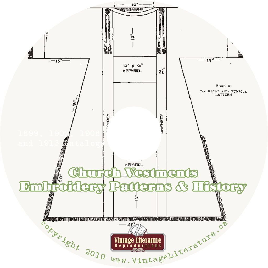 Church Vestments {8 Vintage Embroidery Pattern & History Books} on CD