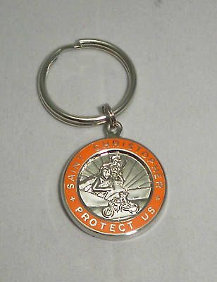 St Christopher Rides Harley Motorcycle Key Chain Medal