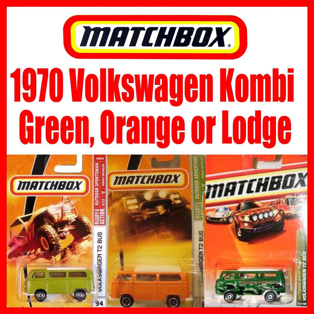 Matchbox 1970 T2 VW Kombi Camper Van Bus Bulli. RARE Green, Orange OR