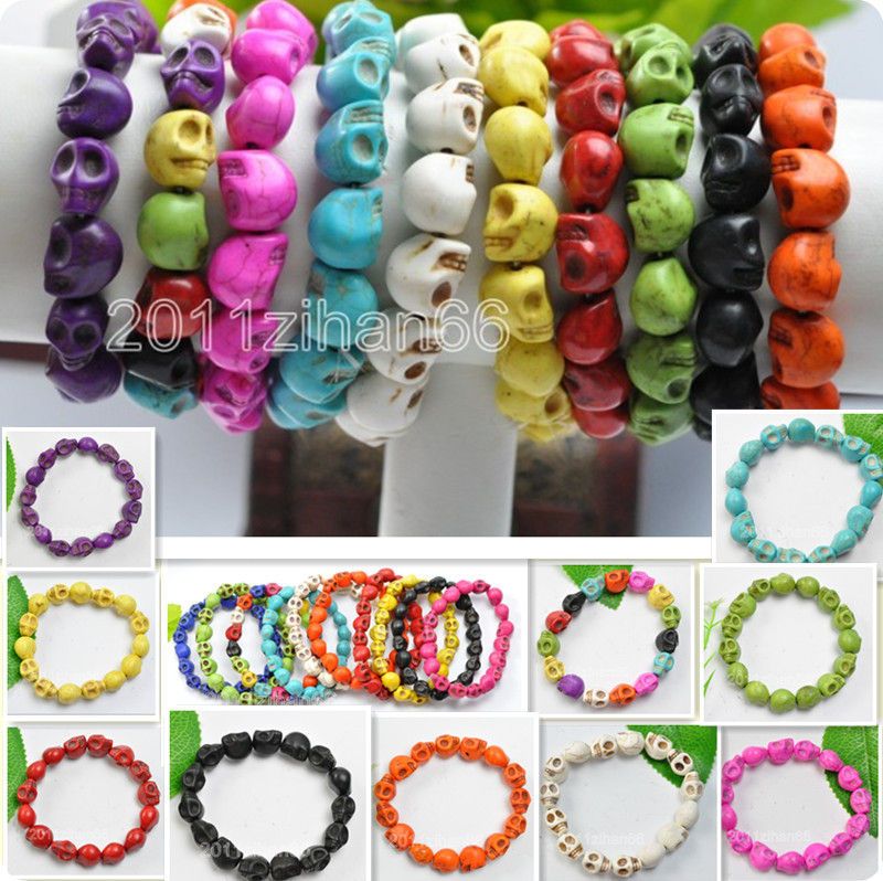 Fashion Korean Style Turquoise Sugar Skull Beads Bracelets Elastic