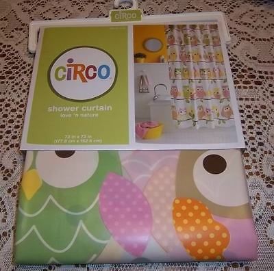 BRAND NEW IN PACKAGE CIRCO SHOWER CURTAIN LOVE N NATURE OWLS PEVA