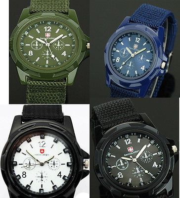 Army Bomber Pilot Canvas Strap Sports Men Boy Quartz Wrist Watch