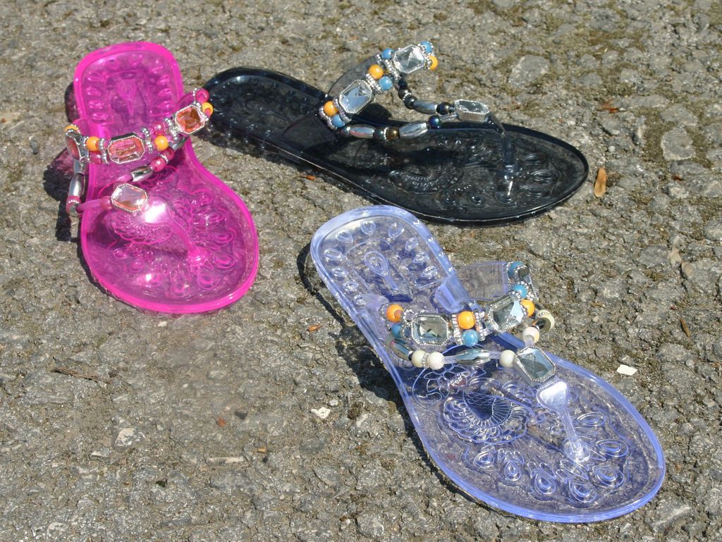 LADIES WOMENS JEWELED DIAMONTE SANDALS SUMMER JELLYS HALF PRICE