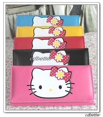 Women Girls HELLOKITTY Kitty Style Clutch Bi Fold PU Leather Purse