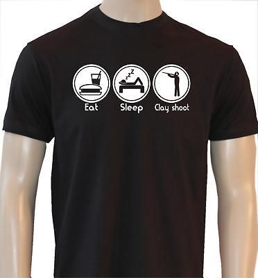 EAT SLEEP CLAY SHOOT MENS CLAY PIGEON GIFT T SHIRT MEDIUM **SALE**