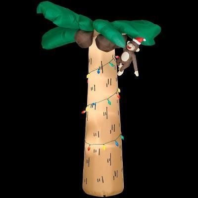 CHRISTMAS 8 FT SANTA MONKEY APE TROPICAL PALM TREE AIRBLOWN