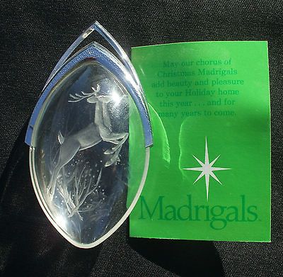 1977 Madrigal REINDEER Christmas Tree ORNAMENT Plastic Acrylic HTF