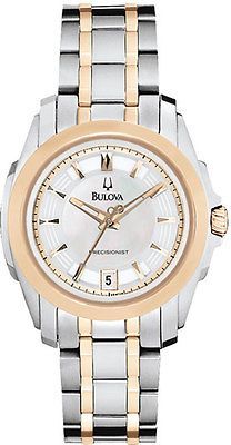 New Bulova Womens Watch Precisionist MOP Date Rose Two Tone St.Steel