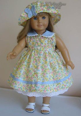 DOLL CLOTHES fits American Girl Dress, Hat & Half Slip BUTTERFLIES