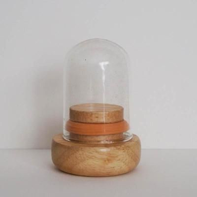 75x2.5 Clear Glass Dome Cloche Wooden AirTight Base