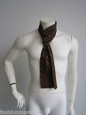 HERMES PARIS VINTAGE BROWN HORSE ASCOT CRAVAT TIE SCARF