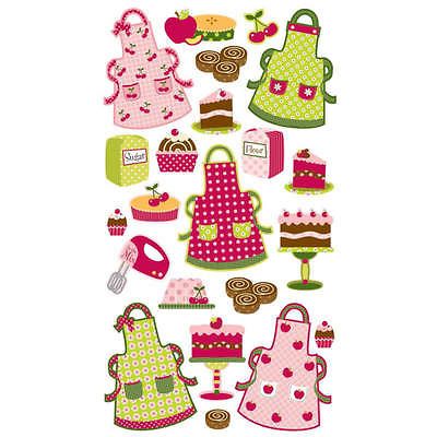 EK SUCCESS STICKO PATTERNED APRONS EPOXY SCRAPBOOK STICKERS FOOD