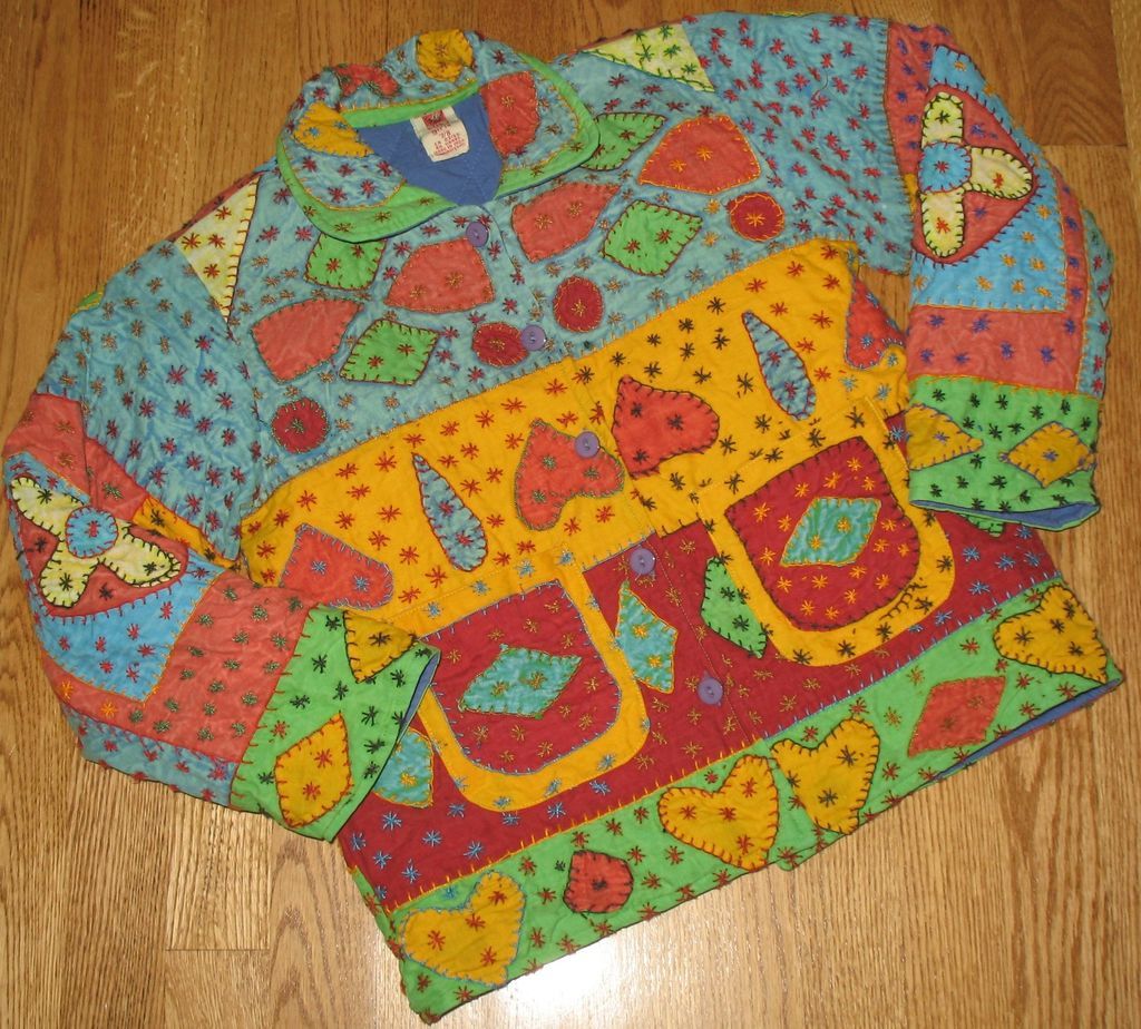 April Cornell Jacket Girls Size 7/8 Coat Of Many Colors Blazer Quilted