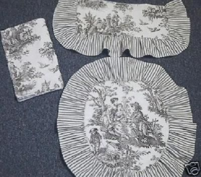 Toilet Lid, Tank Cover set Country Life Toile Waverly