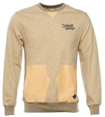 CROOKS AND CASTLES LOCKED N LOADED CREWNECK SWEATSHIRT OATMEAL SZ M