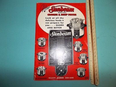 BC123 1952 Sunbeam Cooker Deep Fryer Owners Manual and Recipe Cookbook