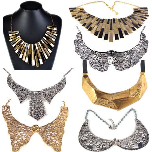 Retro Punk False Fake Collar Choker Bib Statement Party Necklace