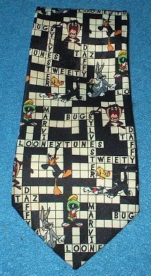 Crossword Puzzle Looney Tunes Polyester Bugs Bunny Marvin Martian Tie