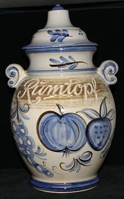 STUNNING LARGE RETRO WEST GERMAN BLUE RUMTOPF RUM JAR POT