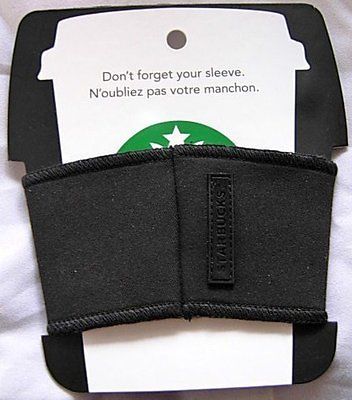 Starbucks Coffee ~* Reusable CUP Holder SLEEVE *~ Black Stretch