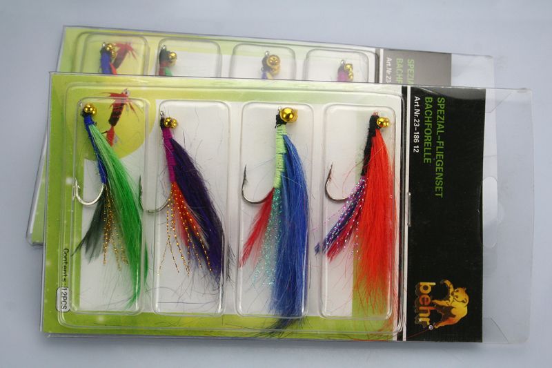 Newly listed 2x4pcs FLY FISHING LURES JIG HEAD FIES HOOKS c